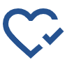 image - Rejection Rescue Blue heart outline with a check mark, indicating approval or verification