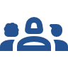 image - Rejection Rescue Blue icon showing three people silhouettes, representing a team or group of users.